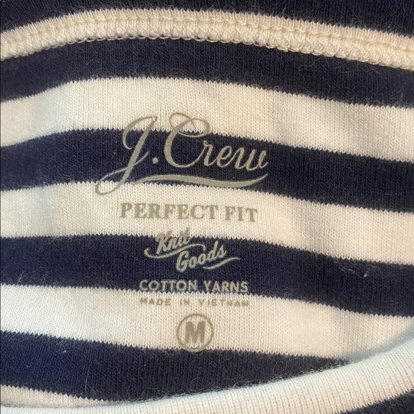 J. Crew Dark Navy Blue & White Striped Perfect Fit Short Sleeve Tee Medium - Picture 2 of 4